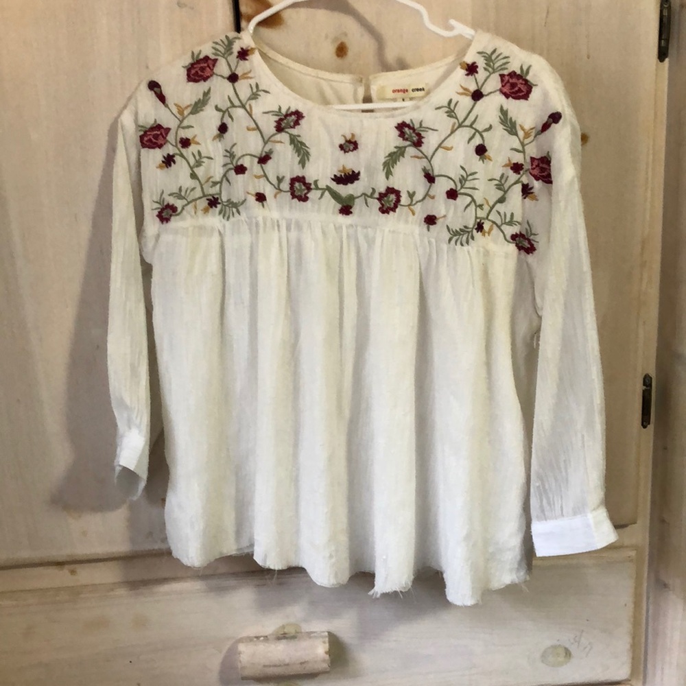 Embroidered white top